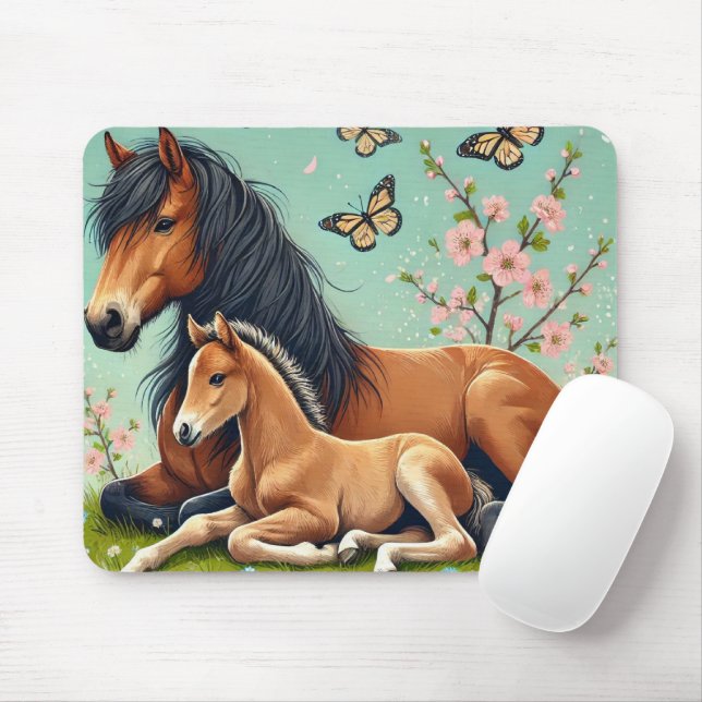 Mousepad Cavalo e Galha Descansados em Primavera (Com mouse)