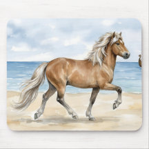 Cavalo islandês Fjara aquarela na praia