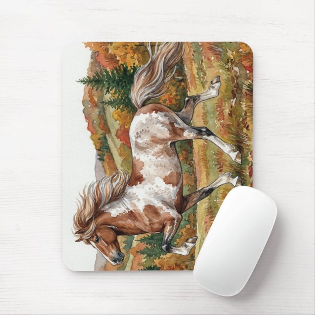 Mousepad Cavalo Islandês Freya na Floresta de Outono (Com mouse)