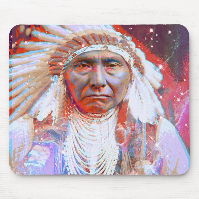Mousepad Cavalo Louco Nativo Americano (Frente)