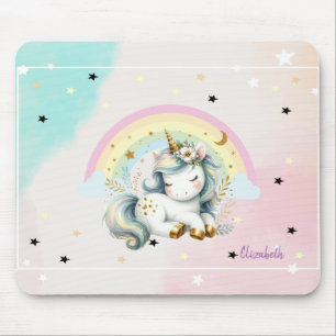 Mousepad Cavalo Mágico Adorável, Arco-íris, Estrelas