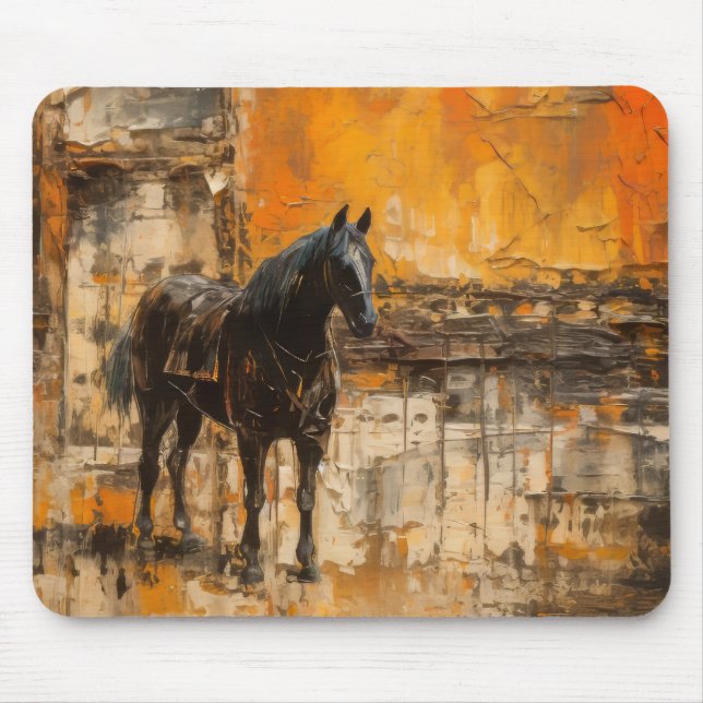 Mousepad Cavalo Majestoso em Abstrato Sunset (Frente)