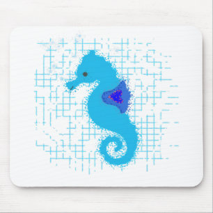 Mousepad Cavalo-Marinho Azul Em Fundo Distante
