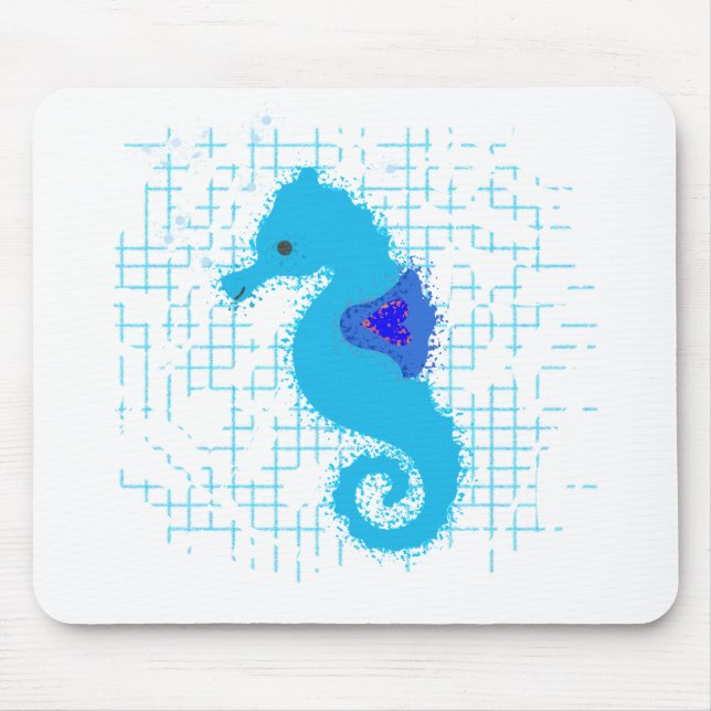 Mousepad Cavalo-Marinho Azul Em Fundo Distante (Frente)