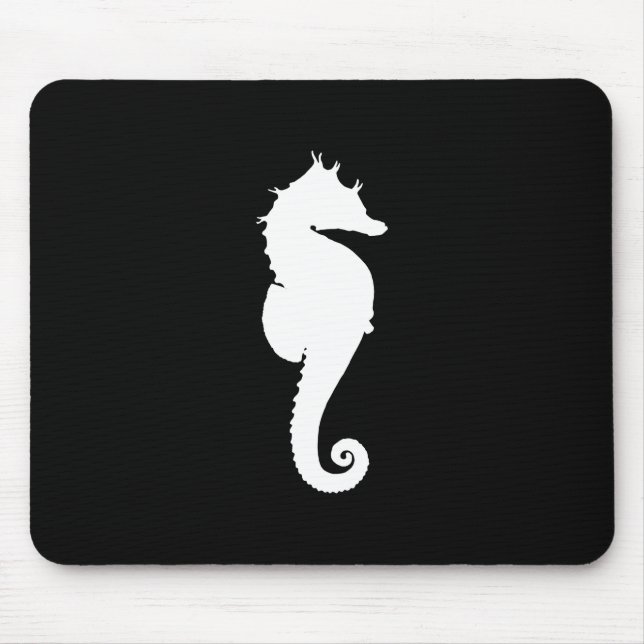 Mousepad Cavalo-marinho preto e branco (Frente)