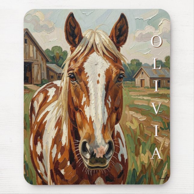 Mousepad Cavalo Marrom e Branco Personalizado (Frente)