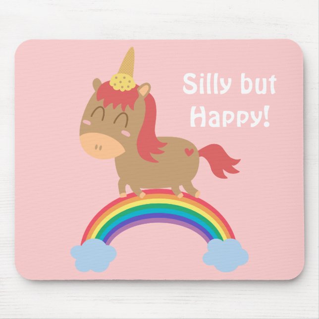 Mousepad Cavalo Marrom Kawaii tentando ser um Unicórnio (Frente)