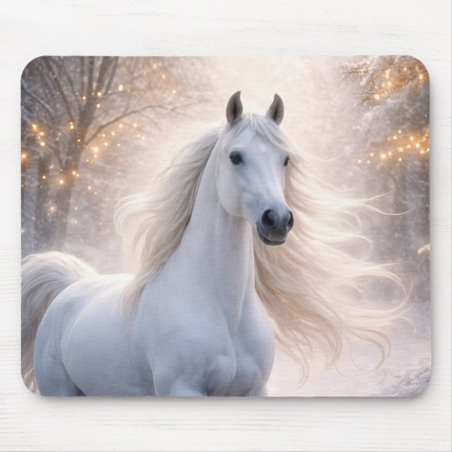 Mousepad Cavalo na Neve com Luzes de Natal  (Frente)