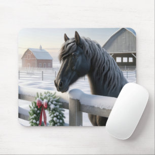 Mousepad Cavalo Negro Com Fúria De Natal