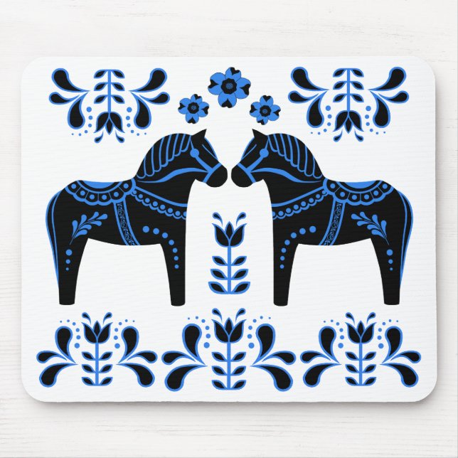 Mousepad Cavalo popular preto/azul de Dala/frisão popular (Frente)