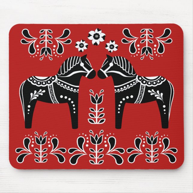 Mousepad Cavalo popular preto/branco de Dala/frisão popular (Frente)