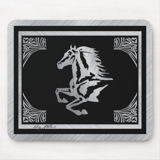 Mousepad Cavalo prateado clássico (Frente)