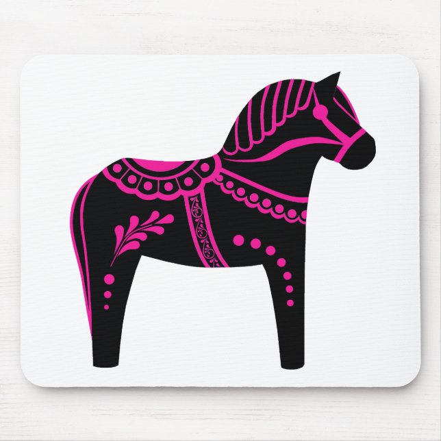 Mousepad Cavalo preto/cor-de-rosa popular de Dala, frisão (Frente)