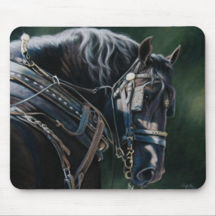 Mousepad Cavalo Preto de Percheron Preto Pronto e Selvagem
