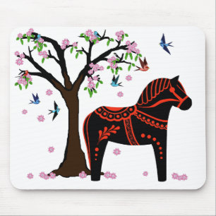 Mousepad Cavalo preto/vermelho popular de Dala, pássaro
