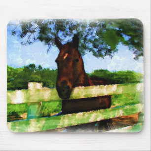 Mousepad Cavalo sobre a pintura da cerca