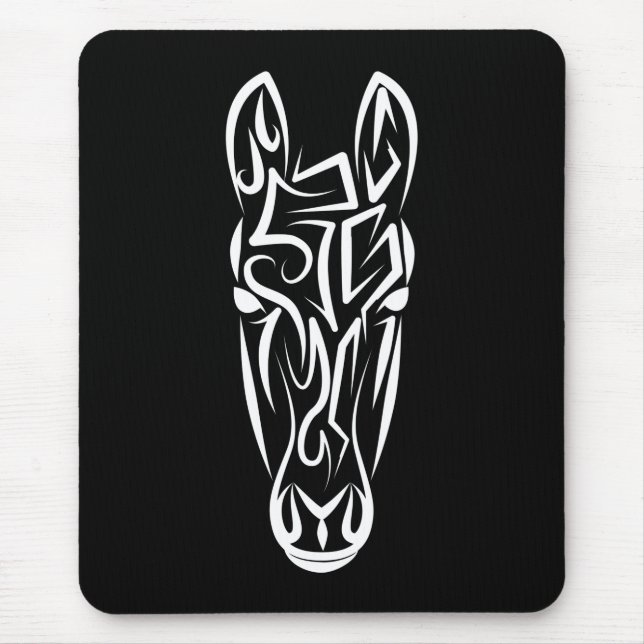 Mousepad Cavalo Tribal Negro e Branco (Frente)