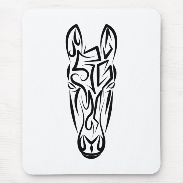Mousepad Cavalo Tribal Negro e Branco (Frente)