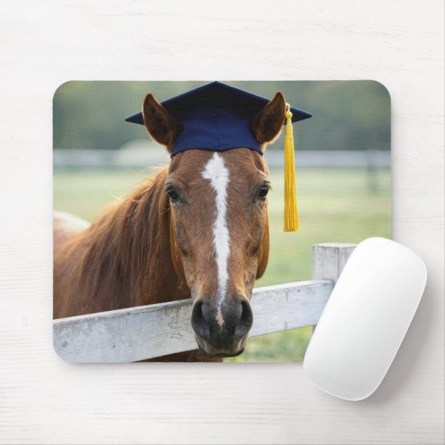 Mousepad Cavalo Usando um Chapéu de Graduação (Com mouse)