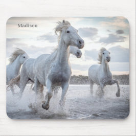 Mousepad Cavalos Brancos de Nome Personalizado