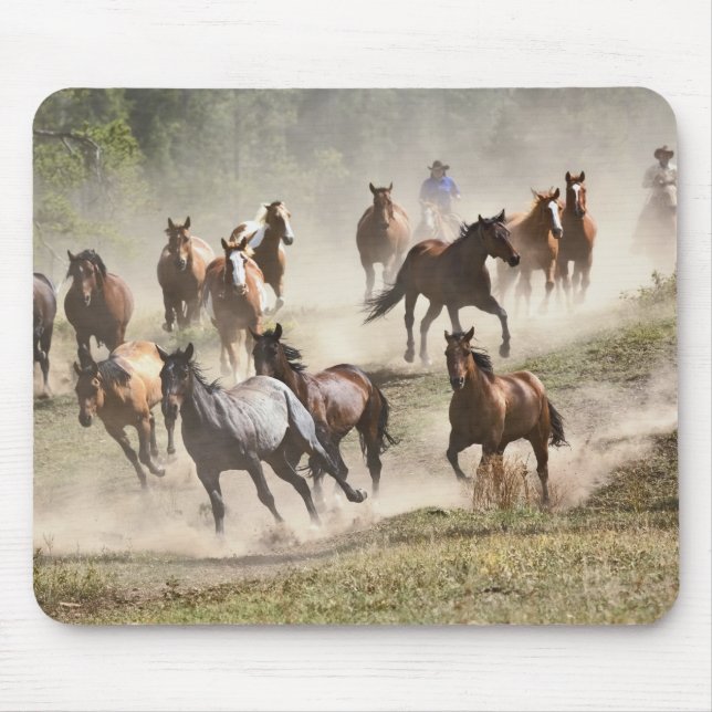 Mousepad Cavalos correndo durante o roundup, Montana (Frente)