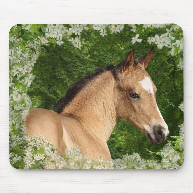 Mousepad Cavalos da fantasia: Flores (Frente)