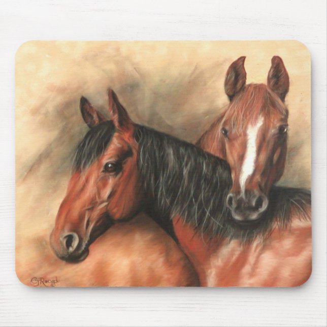 Mousepad Cavalos de baía e castanha (Frente)