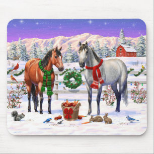 Mousepad Cavalos de Natal na neve