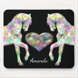 Mousepad Cavalos e coração bonitos do arco-íris