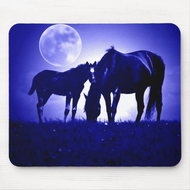 Mousepad Cavalos na noite azul (Frente)