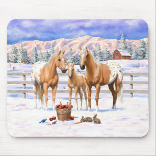 Mousepad Cavalos Palomino Appaloosa Na Neve