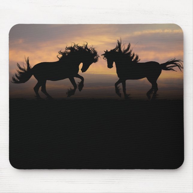 Mousepad Cavalos selvagens Silhouette (Frente)