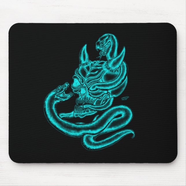 Mousepad Caveira - Cabeça Diabo com Cobra (Frente)