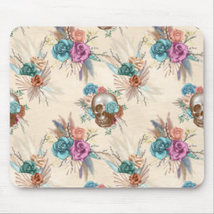 Mousepad Caveira de Boho com Flores