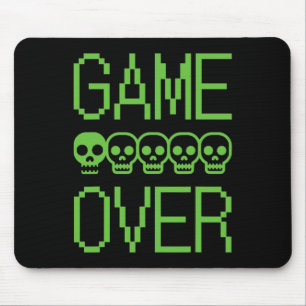 Mousepad Caveira de Game Over de Jogo de Vídeo Retro Pixel 