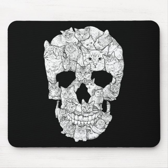 Mousepad Caveira de Gato - Ideia de fantasia do Halloween d (Frente)