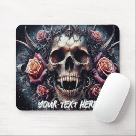 Mousepad Caveira Gótica Adornada com Rosas