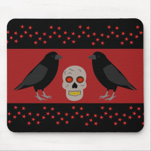 Mousepad Caveira Gótica e o Guardião Ravens Halloween