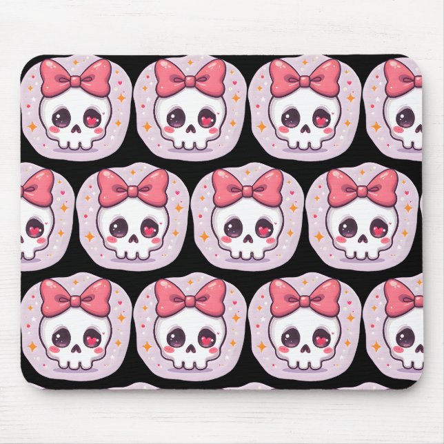 Mousepad Caveira Pastel Goth com Laço (Frente)