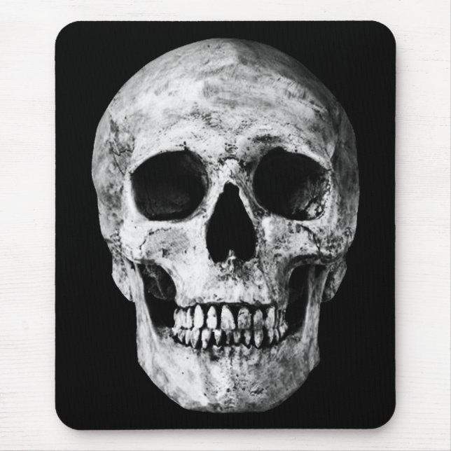 Mousepad Caveira Velha e Meteorada - Preto e Branco (Frente)