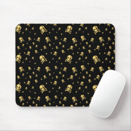Mousepad Caveiras de Piratas de Ouro da Littles em Fundo Pr