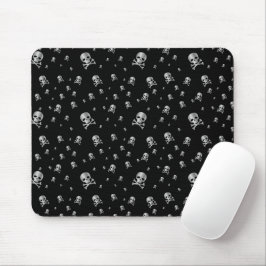 Mousepad Caveiras de Piratas Prateados da Littles em Fundo