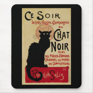 Mousepad Ce Soir Chat Noir Black Cat, Vintage Art Nouveau