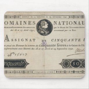 Mousepad cédula de 50 livres, o 29 de outubro de 1790