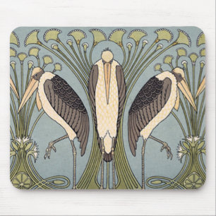 Mousepad Cegonhas de Nouveau da arte do vintage