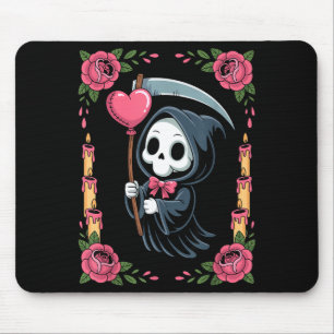 Mousepad Ceifeira Coração Balão Rosa Vela Sombrio Goth