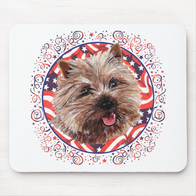Mousepad Celebração da Bandeira Americana do Cairn Terrier (Frente)