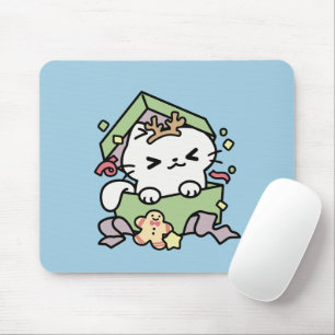 Mousepad Celebração de Natal com Gato de Tempo Puro