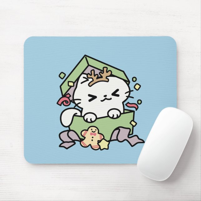 Mousepad Celebração de Natal com Gato de Tempo Puro (Com mouse)