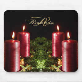 Mousepad Celebração de Natal Velas Vermelhas Férias de Inve
